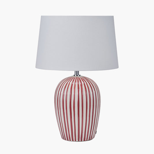 Cannes Mulberry and White Stripe Ceramic Table Lamp