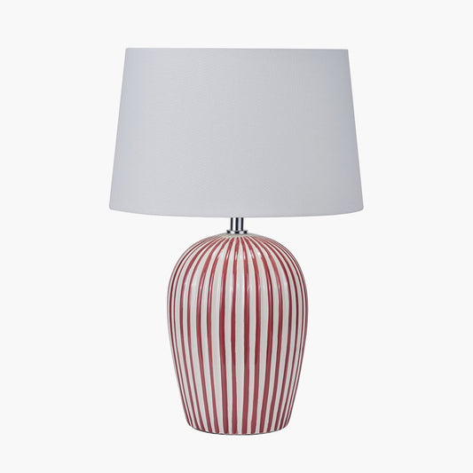 Cannes Mulberry and White Stripe Ceramic Table Lamp