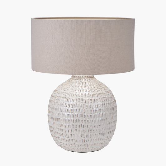 Signe Warm White Linear Textured Ceramic Table Lamp