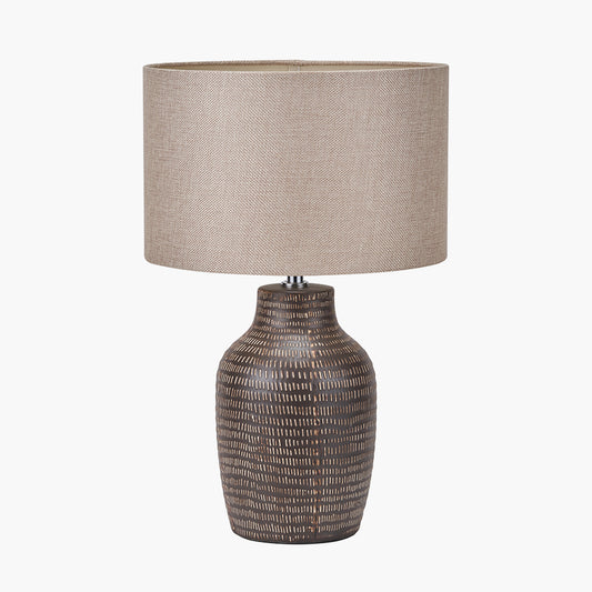 Kai Earth Coloured Textured Tall Ceramic Table Lamp