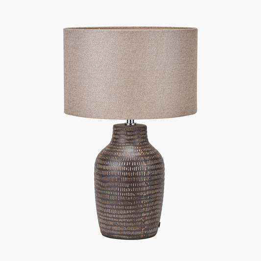Kai Earth Coloured Textured Tall Ceramic Table Lamp