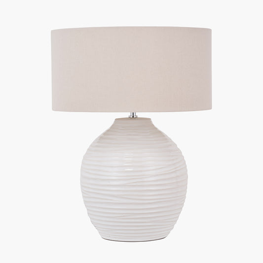 Linnea White Grooved Ceramic Table Lamp
