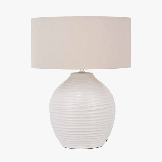 Linnea White Grooved Ceramic Table Lamp