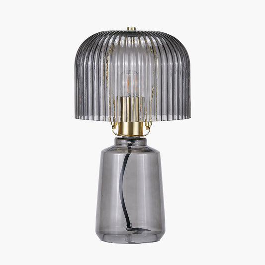 Zandra Grey Ribbed Glass Table Lamp
