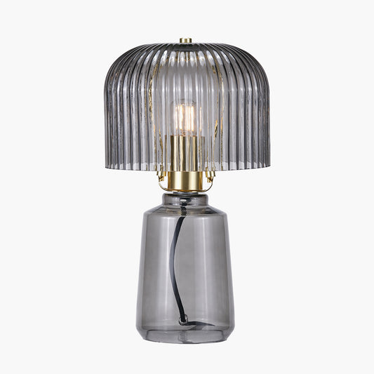 Zandra Grey Ribbed Glass Table Lamp