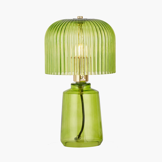 Zandra Spring Green Ribbed Glass Table Lamp