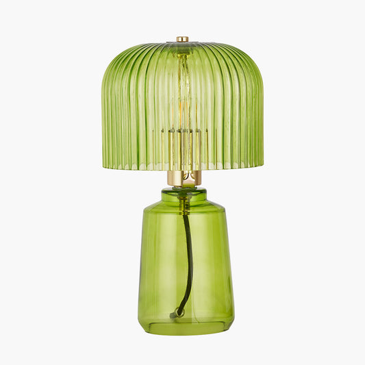 Zandra Spring Green Ribbed Glass Table Lamp