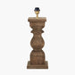 Kavya Antique Brown Turned Wood Table Lamp Base with Edward 45cm Natural Linen Cylinder Lampshade
