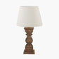 Kavya Antique Brown Turned Wood Table Lamp Base with Martigues 45cm White Boucle Tapered Lampshade