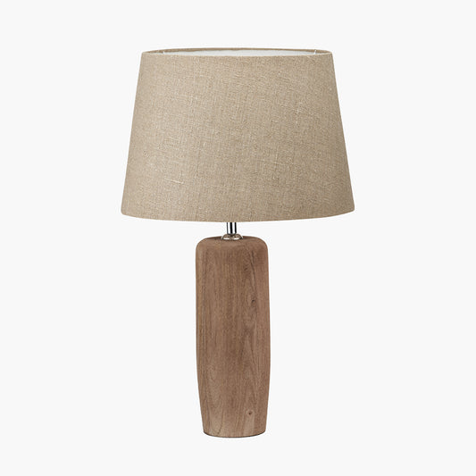 Inaya Natural Tapered Wood Table Lamp Base with Milos 35cm Natural Linen Tapered Lampshade