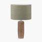 Inaya Natural Tapered Wood Table Lamp Base with Edward 35cm Pistachio Green Linen Cylinder Lampshade