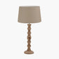 Ayra Natural Modernist Large Turned Wood Table Lamp Base with Winston 40cm Taupe Handloom Tapered Lampshade