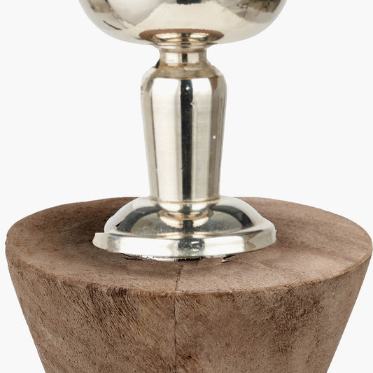 Ayra Natural Modernist Large Turned Wood Table Lamp Base with Winston 40cm Taupe Handloom Tapered Lampshade