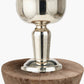 Ayra Natural Modernist Large Turned Wood Table Lamp Base with Winston 40cm Tobacco Handloom Tapered Lampshade