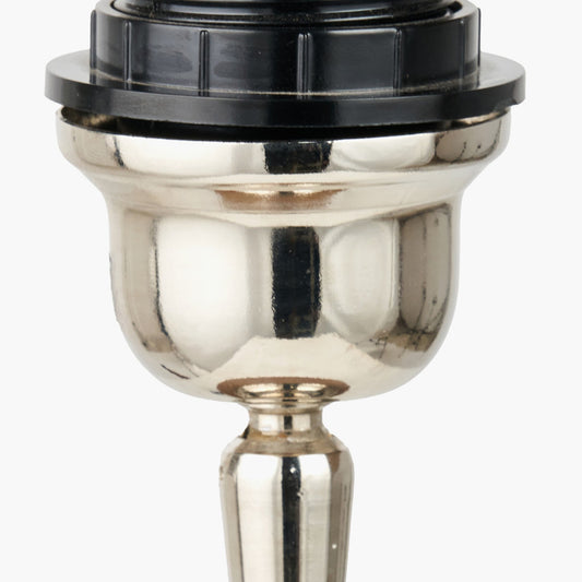 Ayra Natural Modernist Large Turned Wood Table Lamp Base with Thiago 40cm Cinnamon Stripe Mushroom Pleat Tapered Lampshade