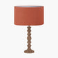 Ayra Natural Modernist Turned Wood Table Lamp Base with Henry 35cm Tobacco Handloom Cylinder Lampshade