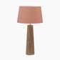 Esha Natural Conical Wood Table Lamp Base with Milos 35cm Apricot Linen Tapered Lampshade