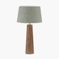 Esha Natural Conical Wood Table Lamp Base with Milos 35cm Pistachio Green Linen Tapered Lampshade