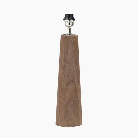 Esha Natural Conical Wood Table Lamp Base with Lino 35cm White Self Lined Linen Cylinder Lampshade