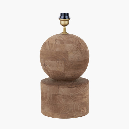 Ziva Antique Brown Round Wood Table Lamp Base with Edward 45cm Natural Linen Cylinder Lampshade