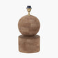 Ziva Antique Brown Round Wood Table Lamp Base with Lino 45cm Cinnamon Self Lined Linen Cylinder Lampshade