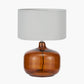 Corby Amber Glass Table Lamp Base with Harry 40cm Ivory Cotton Mix Cylinder Lampshade