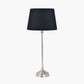 Auden Silver Metal Stick Table Lamp Base with Adelaide 25cm Black Tapered Cotton Mix Lampshade