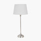 Auden Silver Metal Stick Table Lamp Base with Adelaide 25cm Ivory Tapered Cotton Mix Lampshade