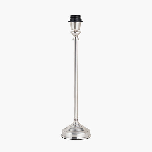 Auden Silver Metal Stick Table Lamp Base with Adelaide 25cm Ivory Tapered Cotton Mix Lampshade