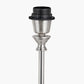 Auden Silver Metal Stick Table Lamp Base with Adelaide 25cm Steel Grey Tapered Cotton Mix Lampshade