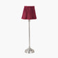Auden Silver Metal Stick Table Lamp Base with Malia 18cm Mulberry Red Mushroom Pleat Scalloped Tapered Lamp Shade