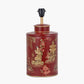 Landscape Red Hand Painted Metal Table Lamp Base with Bow 35cm Black Velvet Cylinder Lampshade