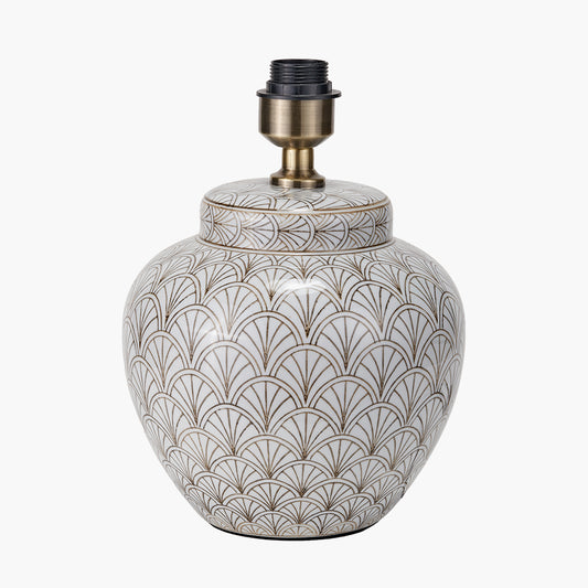 Barbier White Art Deco Fan Ceramic Table Lamp Base