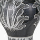 Asteria Black and White Feather Ceramic Urn Table Lamp Base with Adelaide 40cm Black Tapered Cotton Mix Lampshade