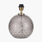 Camille Smoke Grey Circle Design Handcut Glass Table Lamp Base with Harry 30cm Ivory Cotton Mix Cylinder Lampshade