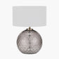 Camille Smoke Grey Circle Design Handcut Glass Table Lamp Base with Harry 30cm Ivory Cotton Mix Cylinder Lampshade