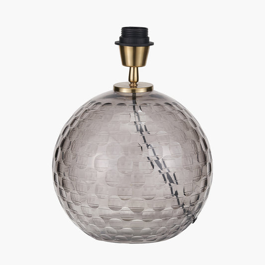 Camille Smoke Grey Circle Design Handcut Glass Table Lamp Base