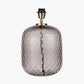 Camille Large Smoke Grey Circle Design Handcut Glass Table Lamp Base with Harry 35cm Ivory Cotton Mix Cylinder Lampshade