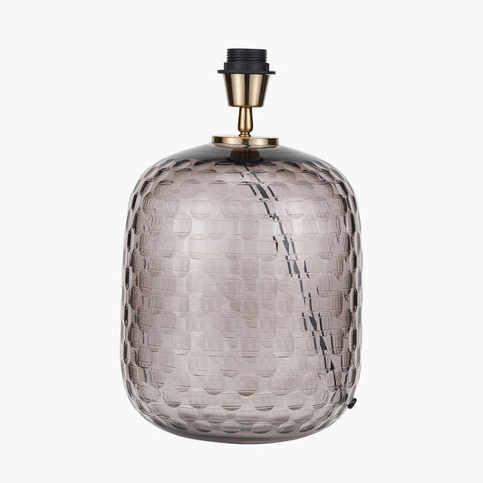 Camille Large Smoke Grey Circle Design Handcut Glass Table Lamp Base