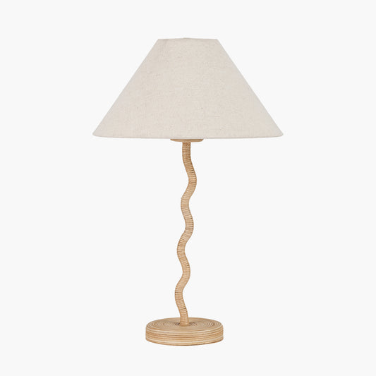 Palau Rattan Wave Table Lamp Base with Harley 30cm Slubby Hopsack Empire Lampshade