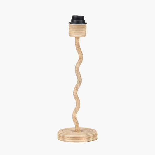 Palau Rattan Wave Table Lamp Base with Harley 30cm Slubby Hopsack Empire Lampshade