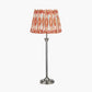 Salvatore Antique Silver Metal Table Lamp Base with Izara 35cm Cinnamon Ikat Patterned Mushroom Pleat Tapered Lampshade