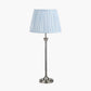 Salvatore Antique Silver Metal Table Lamp Base with Thiago 35cm Ocean Blue Stripe Mushroom Pleat Tapered Lampshade