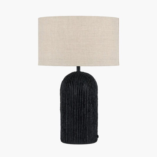 Ananya Black Paper Mache and Metal Textured Dome Table Lamp