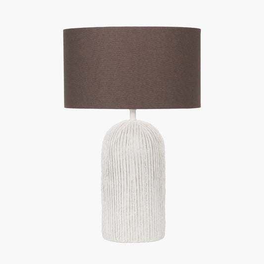 Ananya White Paper Mache and metal Textured Dome Table Lamp