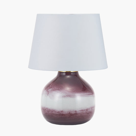 Juno Deep Plum Ombre Glass Table Lamp  with Adelaide 35cm Ivory Tapered Cotton Mix Lampshade