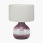 Juno Deep Plum Ombre Glass Table Lamp  with Henry 30cm White Handloom Cylinder Lampshade