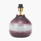 Juno Deep Plum Ombre Glass Table Lamp  with Henry 30cm White Handloom Cylinder Lampshade