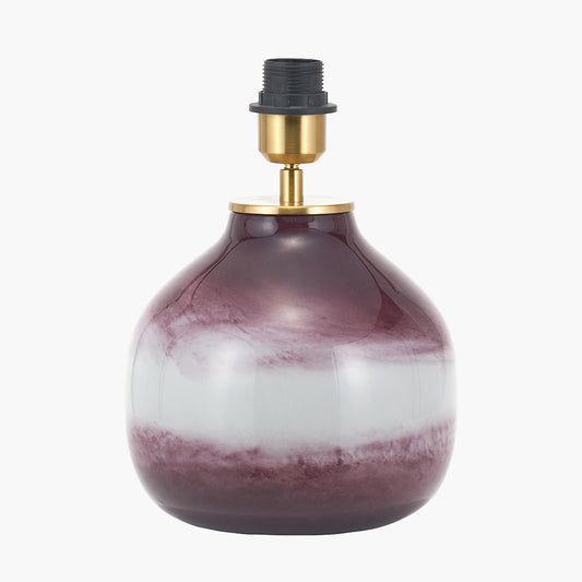 Juno Deep Plum Ombre Glass Table Lamp  with Henry 30cm White Handloom Cylinder Lampshade