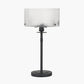 Clara Ribbed Glass Black Metal Round Table Lamp